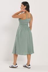 PixieGirl Petite Women's Sage Green Cotton Cheesecloth Midi Dress | PixieGirl 2