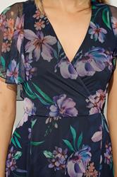 LTS Tall Women's Navy Blue Floral Mesh Wrap Maxi Dress | Long Tall Sally 2