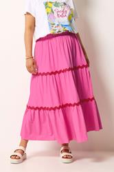 YOURS Plus Size Pink Contrast Swirl Maxi Skirt | Yours Clothing 3