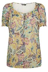 YOURS Plus Size Yellow Abstract Tie Neck Blouse | Yours Clothing 5