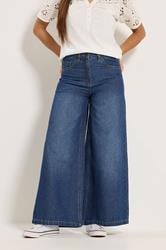 M&Co Petite Blue Midwash Palazzo Jeans | M&Co 1