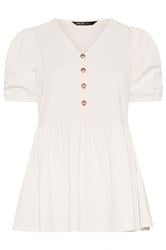YOURS Plus Size White Peplum Shell Detail Top | Yours Clothing 5