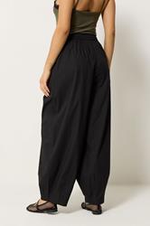 PixieGirl Petite Women's Black Poplin Cotton Barrel Leg Trousers | PixieGirl 2