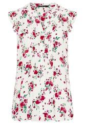 YOURS Curve White Floral Sleeveless Pintuck Top
