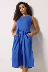 M&Co Blue Linen Midi Dress | M&Co 1