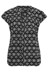 EVANS Curve Black Broderie Short Sleeve Shirt