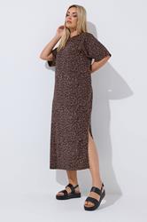 LIMITED COLLECTION Plus Size Chocolate Brown Leopard Maxi Dress | Yours Clothing 1