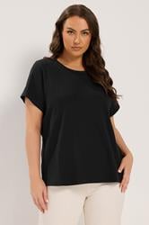 YOURS Plus Size Black Interlock T-Shirt | Yours Clothing 3