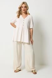 YOURS Plus Size White Peplum Shell Detail Top | Yours Clothing 1