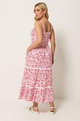 YOURS Plus Size Pink Shirred Floral Placket Dress | Yours Clothing 2