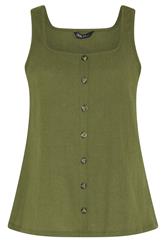 YOURS Plus Size Khaki Green Button Vest | Yours Clothing 6
