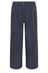 PixieGirl Petite Women's Navy Blue Pinstripe Wide Leg Trousers | PixieGirl 8