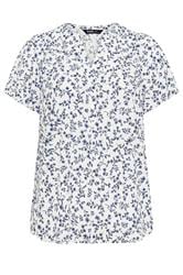 YOURS Curve White Ditsy Floral Notch Neck Top