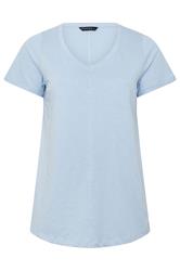 EVANS Plus Size 2 Pack Blue & White Cotton T-shirts | Evans 8
