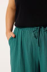 YOURS Plus Size Teal Textured Crop Trousers | Yours Clothing 4