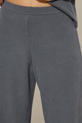 PixieGirl Petite Women's Charcoal Grey Textured Wide Leg Trousers | PixieGirl 4