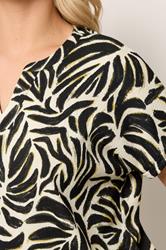 YOURS Plus Size Natural Brown Textured Abstract Tropic Notch Neck Top | Yours Clothing 4