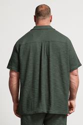 BadRhino Big & Tall Green Textured Revere Shirt | BadRhino 4