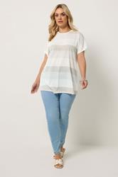 YOURS Plus Size Natural Brown Shimmer Stripe Top | Yours Clothing 1