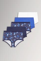 YOURSET 5 PACK Plus Size Blue Floral Butterfly Print Full Briefs | Yours Clothing 3