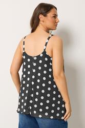 YOURS Plus Size Black Polka Dot Mesh Vest Top | Yours Clothing 4