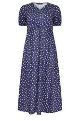 M&Co Petite Navy Blue Polka Dot Twist Front Maxi Dress | M&Co 5