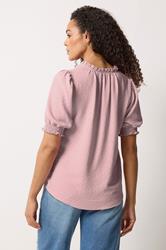 M&Co Pink Pastel Tie Neck Frill Sleeve Blouse | M&Co 4