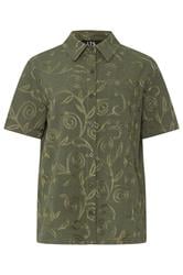 LTS Tall Women's Olive Green Floral Embroidered Shirt | Long Tall Sally 7