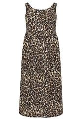 YOURS Curve Brown Leopard Print Sleeveless Midi Dress