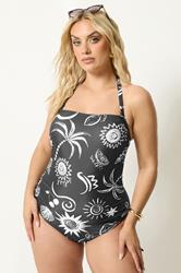 YOURS Plus Size Black Celestial Bandeau Swimsuit | Yours Clothing 2