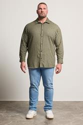 JACK & JONES Big & Tall Olive Green Check Shirt | BadRhino 1