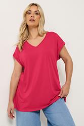 YOURS Plus Size Red V-Neck Basic T-Shirt | Yours Clothing 3