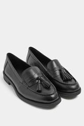Black Tassle Loafers In Wide E Fit | Yours Clothing 3