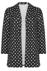 YOURS Curve Black Polka Dot Blazer