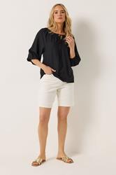 LTS Tall Women's Black Tie Front Linen Blouse | Long Tall Sally 4