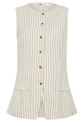 LTS Tall Women's Ivory White Pinstripe Linen Waistcoat | Long Tall Sally 6