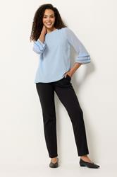 M&Co Blue Frill Sleeve Blouse | M&Co 1