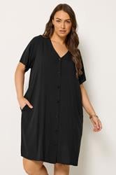 YOURS Plus Size Black Button Through Tunic Dress | Yours Clothing 3