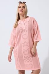 LIMITED COLLECTION Plus Size Pink Sea Knitted Dress | Yours Clothing 3