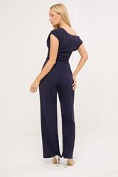 STAR Navy Blue Wide Leg Draped Jumpsuit | StarBYJM 2