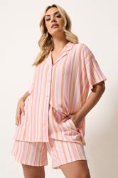 YOURS Plus Size Orange Textured Stripe Shorts | Yours Clothing 3