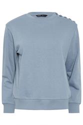 M&Co Petite Light Blue Button Detail Sweatshirt
