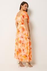 YOURS Plus Size Orange Floral Angel Sleeve Dress | Yours Clothing 4