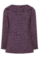 YOURS Plus Size Purple Polka Dot Frill Blouse | Yours Clothing 6