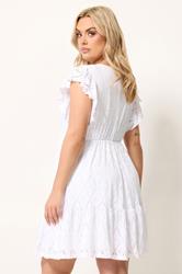 YOURS Plus Size White Wrap Pointelle Dress | Yours Clothing 2