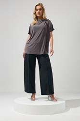 YOURS LONDON Plus Size Grey Drape Shoulder Top | Yours Clothing 1