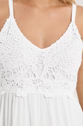 YOURS Plus Size White Crochet Crinkle Mini Dress | Yours Clothing 5