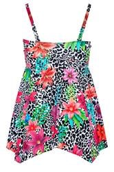 YOURS Plus Size Black Animal Floral Tankini Top | Yours Clothing 8