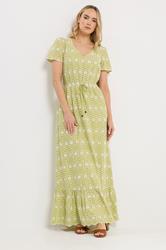 LTS Tall Women's Lime Green Floral Embroidered Cotton Maxi Dress | Long Tall Sally 2
