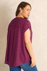 EVANS Plus Size Berry Red Dobby Short Sleeve Shirt | Evans 2